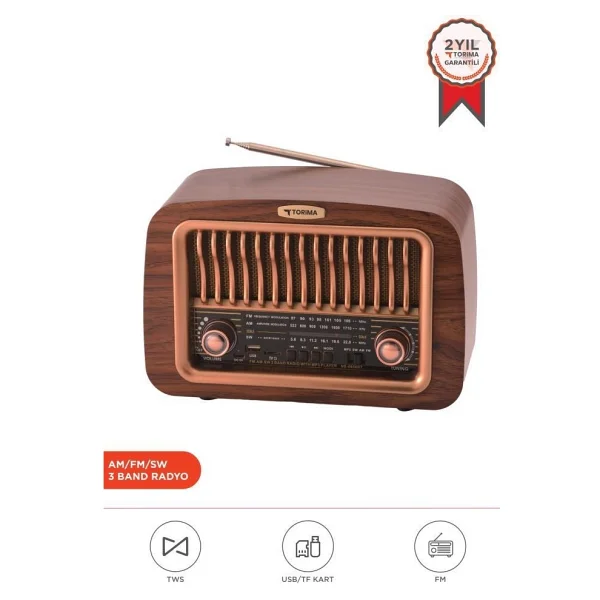 Torima D-59 Kahverengi Nostaljik Radyo - Görsel 9
