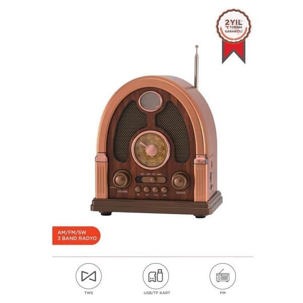 Torima D-58 Kahverengi Nostaljik Radyo - Görsel 8