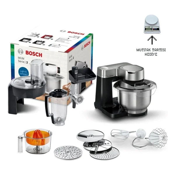 Bosch Premium Seri 2 Kıyma Blender Ve Hamur Yoğurma - Hepsi Bir Arada Mutfak Makinesi 900 W (Tartı Hediyeli) - Inox - Görsel 6