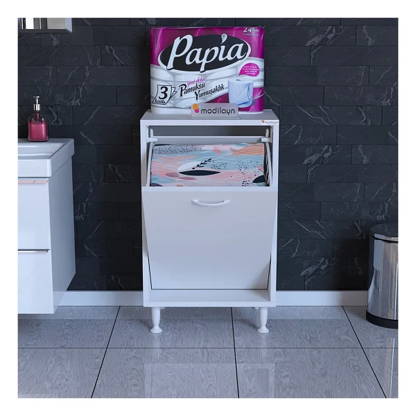 Modilayn Söke 50X75X32,5 Sepetli Banyo Dolabı Çok Amaçlı Dolap Kirlı Çamaşır Dolabı Mutfak Dolabı - Görsel 3