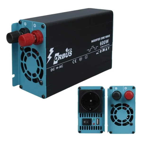 Orbus ORB600M Dc 12V 220V Ac 600W 1200W Modified Sinus Sine Wave Inverter