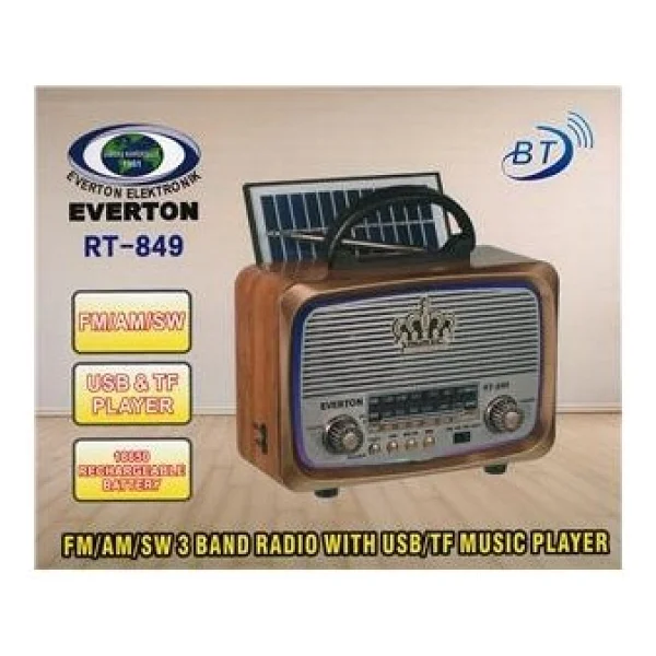 Everton Rt-849 Bluetooth Güneş Panelli Nostaljik Radyo - Görsel 2