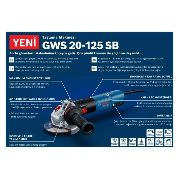 Bosch Gws 20-125 Sb Avuç Taşlama Makinesi - Görsel 6