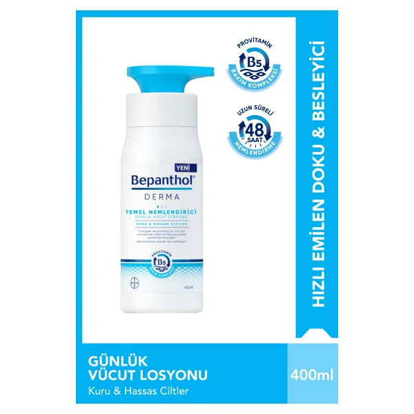 Bepanthol Derma Nemlendirici Vücut Losyonu 400 Ml - Provitamin B5 Ve Niasinamid İçeren, Kuru Ve Hassas Ciltler İçin Günlük Yoğun Bakım - Görsel 2