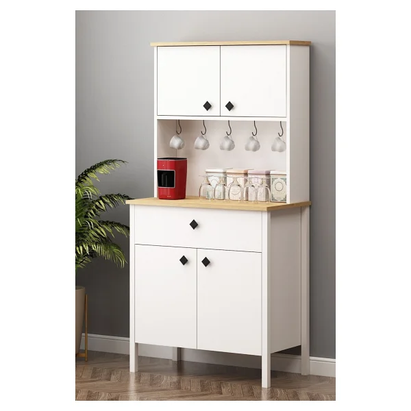 Avm Park Remy Beyaz Kahve Köşesi Dolabı - 18 Mm Kaplama Yonga Levha, 80x40x165 Cm, Sağlığa Zararsız, Tek Çekmeceli - Görsel 5