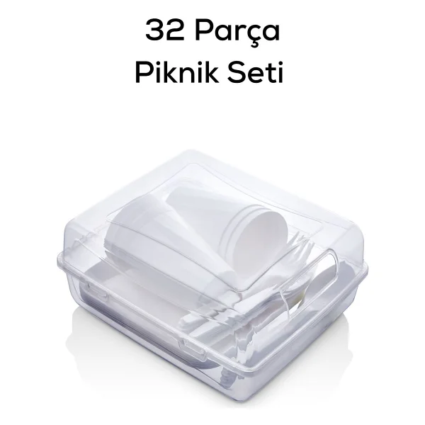 Mithra Life 6 Kişilik Çantalı Beyaz Çatal Bıçak Kaşık Ve Tabak Piknik Seti Mıt1232 - Görsel 3