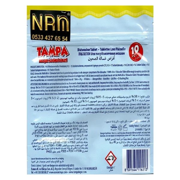 Tampa Nrm Tampa Bulaşık Makinesi Tablet. 1 Paket. (10 Yıkama) - Görsel 4