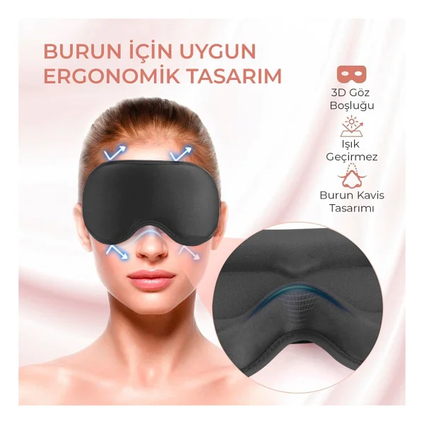 Terapise 3d Uyku Göz Bandı (Siyah) - Görsel 5