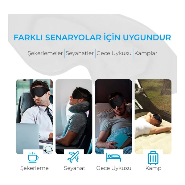 Terapise 3d Uyku Göz Bandı (Siyah) - Görsel 7