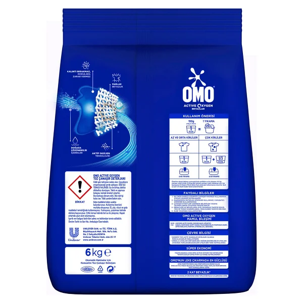 Omo Active Oxygen Beyazlar İçin 6 Kg Toz Deterjan - Görsel 10