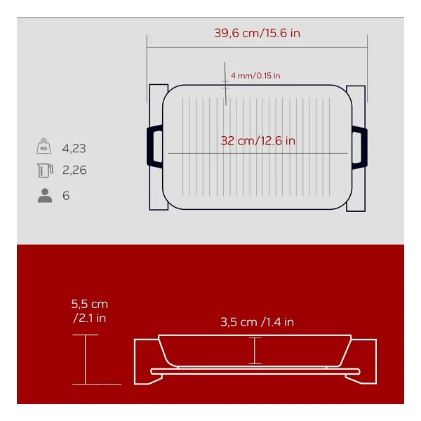 Lava Ahşap Standlı Yekpare Çift Kulplu Dikdörtgen 26x32 Cm Döküm Izgara Tava - Görsel 5