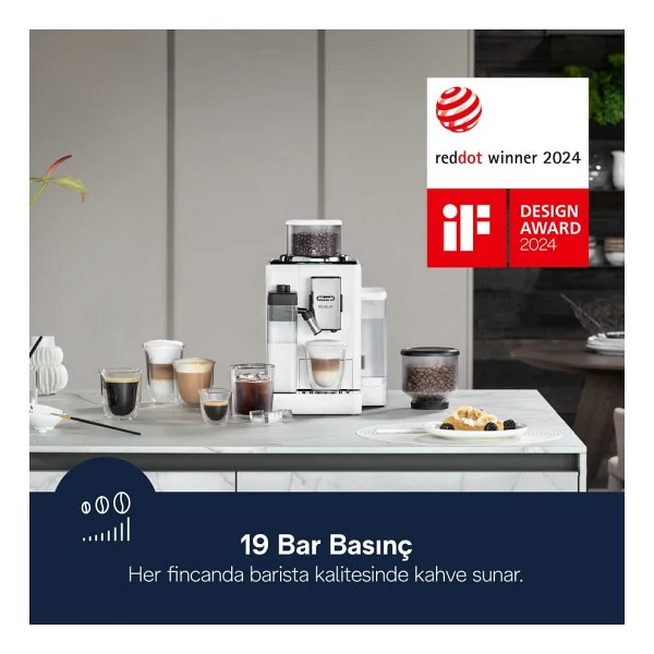Delonghi Rivelia Exam440.55.W Beyaz Tam Otomatik Espresso Makinesi - Görsel 3