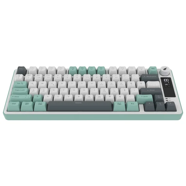 Hk255 Membrane Lcd RGB Kablosuz/Bluetooth Gri Yeşil %75 Türkçe Gaming Oyuncu Klavye - Görsel 5