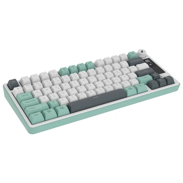 Hk255 Membrane Lcd RGB Kablosuz/Bluetooth Gri Yeşil %75 Türkçe Gaming Oyuncu Klavye - Görsel 7