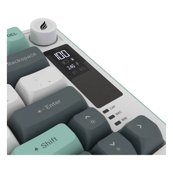 Hk255 Membrane Lcd RGB Kablosuz/Bluetooth Gri Yeşil %75 Türkçe Gaming Oyuncu Klavye - Görsel 8