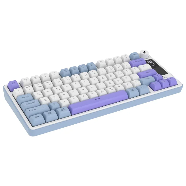 Hawk Hk255 Membrane Lcd RGB Kablosuz/Bluetooth Gri Mor %75 Türkçe Gaming Oyuncu Klavye - Görsel 8