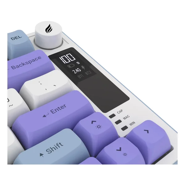 Hawk Hk255 Membrane Lcd RGB Kablosuz/Bluetooth Gri Mor %75 Türkçe Gaming Oyuncu Klavye - Görsel 9
