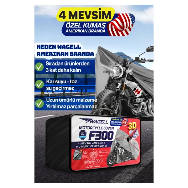 Budge Kymco Xtown 250 Ct Amerikan Fitilli Motosiklet Brandası Çadır Örtü - Miflonlu - Görsel 2