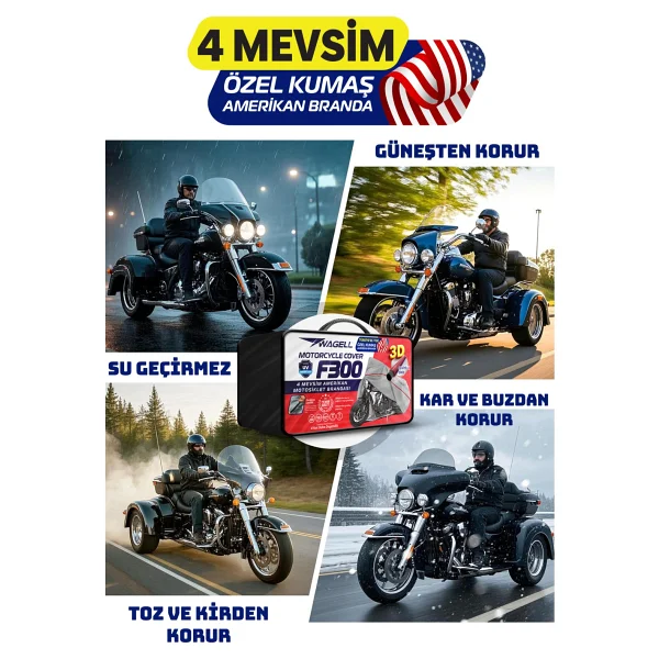 Budge Kymco Xtown 250 Ct Amerikan Fitilli Motosiklet Brandası Çadır Örtü - Miflonlu - Görsel 3