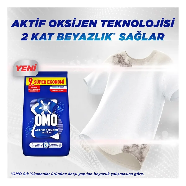 Omo Active Oxygen Beyazlar İçin 9 Kg Toz Deterjan - Görsel 6