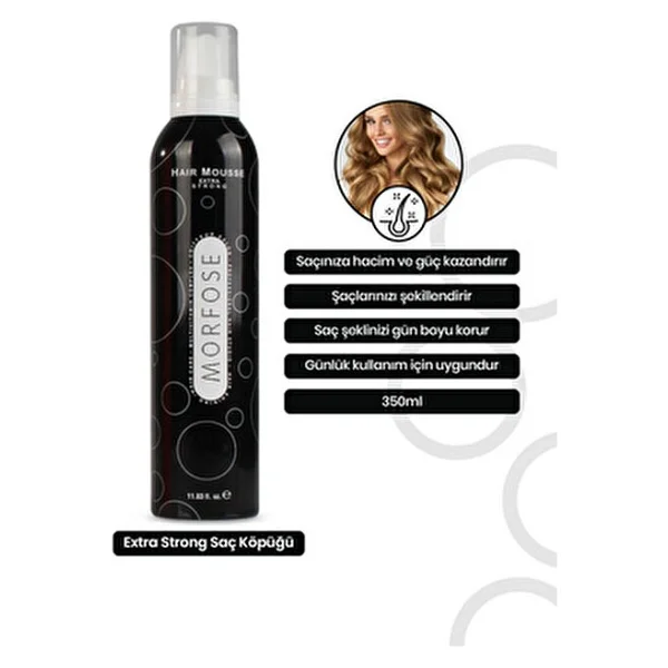 Morfose Extra Strong Siyah 350 Ml 3 Adet Saç Köpüğü - Görsel 2