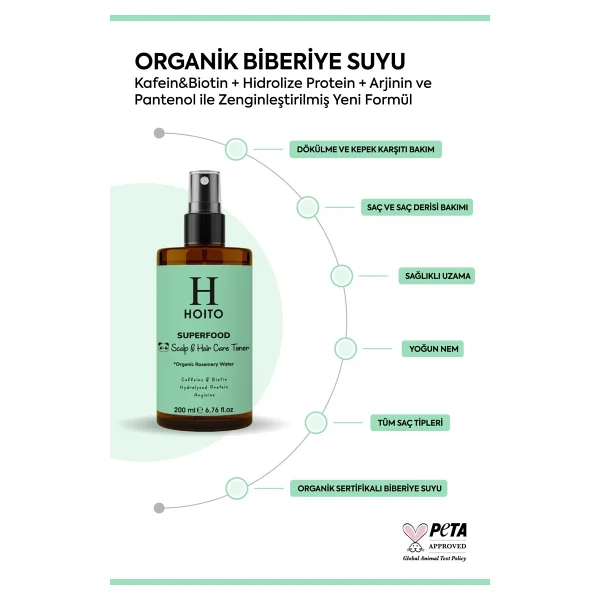 Hoito Superfood Biberiye 200 Ml Saç Toniği - Görsel 3