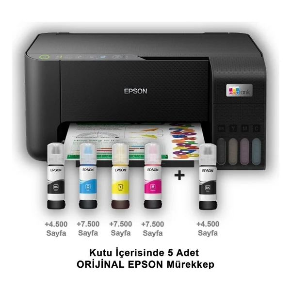 Epson Ecotank L3250 Wi-Fi + Tarayıcı Renkli Çok Fonksiyonlu Tanklı Mürekkep Püskürtmeli Yazıcı - Görsel 5