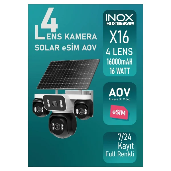 Inox Digital Inox-X16 Speed Dome Full HD Solar Gece Görüşlü Güvenlik Kamerası - Görsel 3