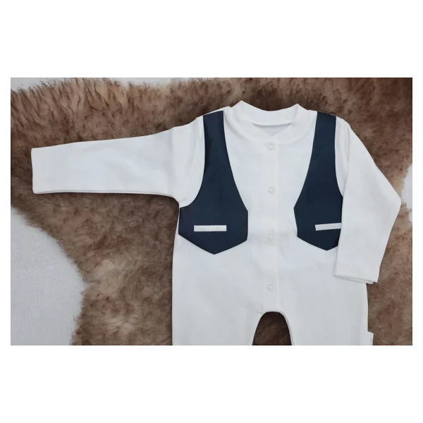 Sema Baby Pamuklu Bebek Tulum Seti 0-3 Ay - Smokin - Görsel 3