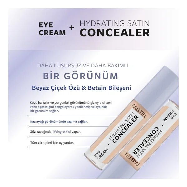 Pastel Eye Cream + Hydrating Satin 62 Ivory 4.3 Ml Likit Kapatıcı - Görsel 7