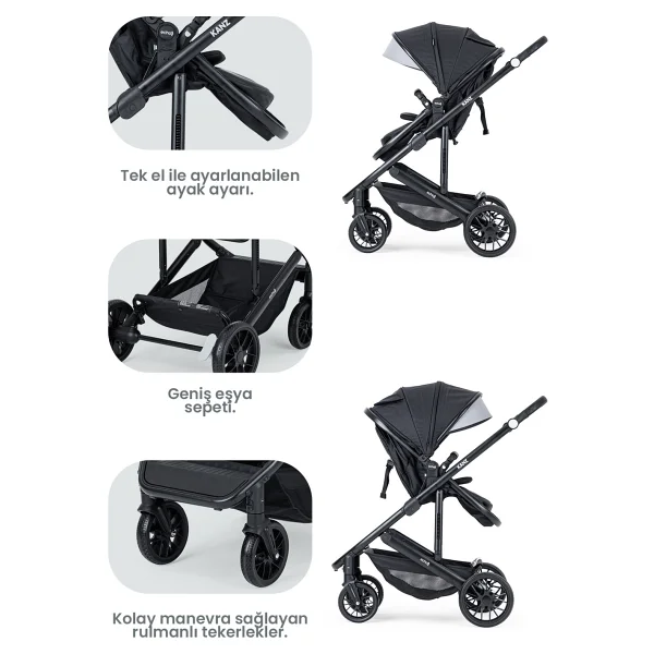 Kanz Echo Siyah Travel Sistem Bebek Arabası - Görsel 5
