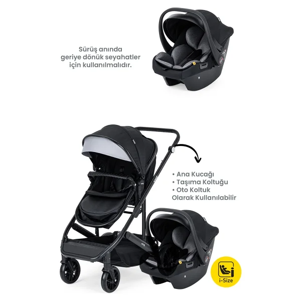 Kanz Echo Siyah Travel Sistem Bebek Arabası - Görsel 6