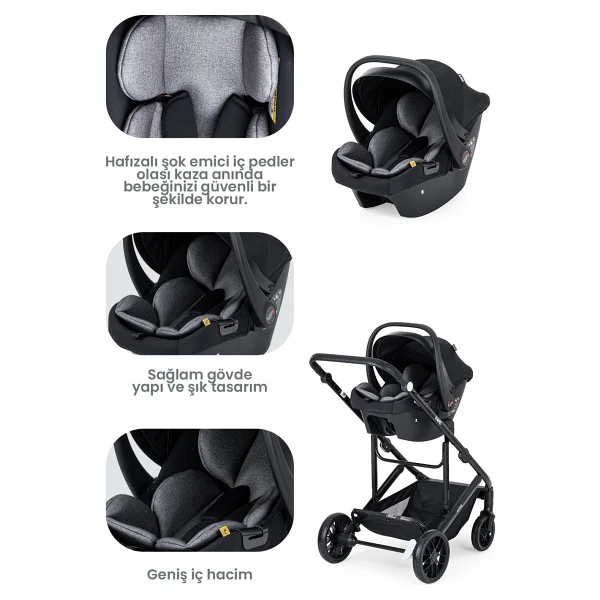 Kanz Echo Siyah Travel Sistem Bebek Arabası - Görsel 8