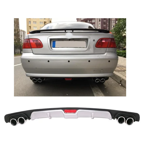Fiat Albea Uyumlu Body Kit Difüzör 4 Çıkış Gri Yuvarlak