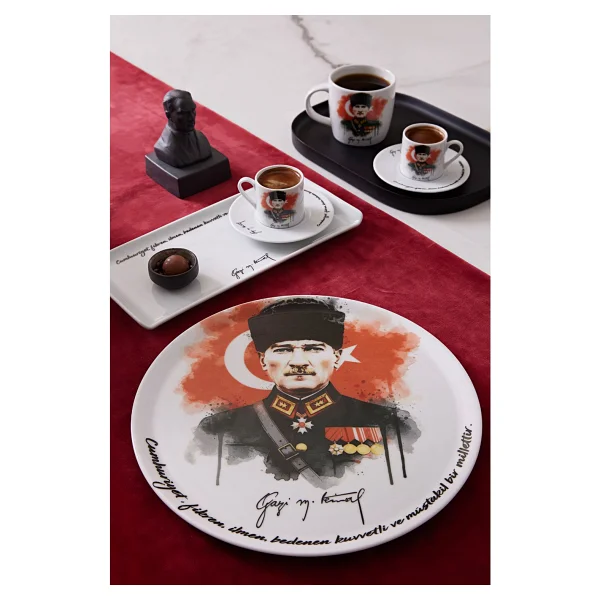 Kütahya Porselen Atatürk Duvar Tabağı Siyah - Görsel 2