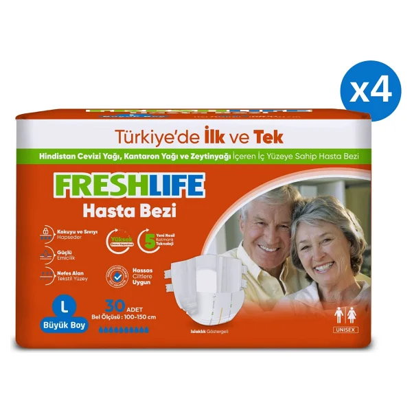 Freshlife Belbantlı Büyük Boy L 30'lu 4 Adet Hasta Bezi - Görsel 2