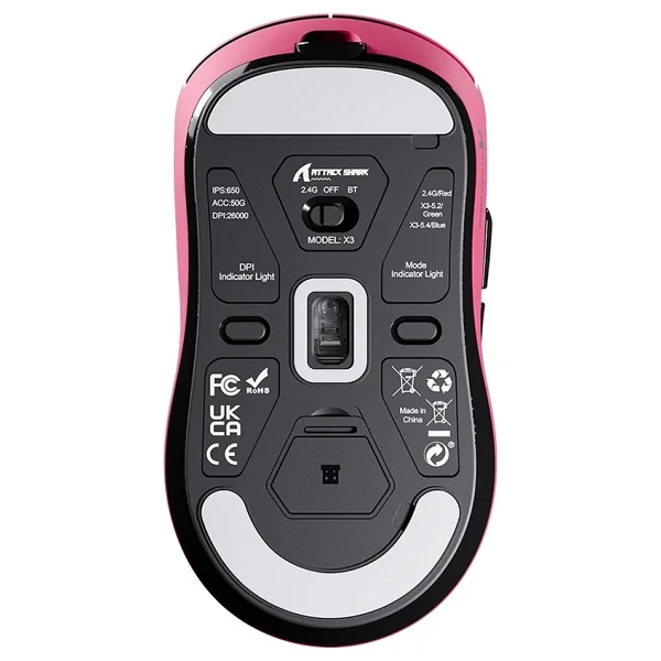 Attack Shark X3 Pembe Şarjlı Makrolu Optik Kablosuz Oyuncu Mouse - Görsel 4