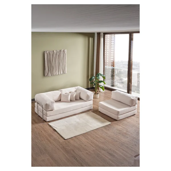 Evdemo Legom Sera Aktivite Koltuğu Yatak Olabilen Çok Amaçlı Kanepe Koltuk Takımı Krem - Görsel 3