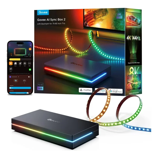 Govee AI Sync Box 2 Rgbıc H6604 75-85 İnç TV Arkası LED Aydınlatma - Görsel 8