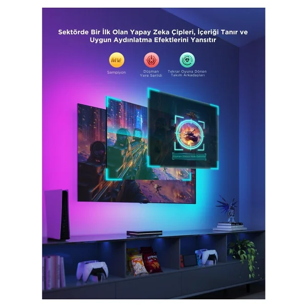 Govee AI Sync Box 2 Rgbıc H6604 75-85 İnç TV Arkası LED Aydınlatma - Görsel 4