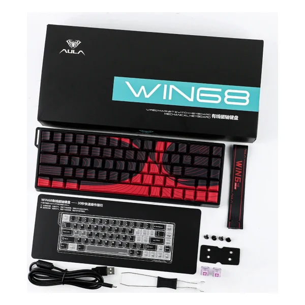 Aula Wın68 He Max Kırmızı RGB %65 Tkl Wing Chun Magnetic Switch Kablolu Mekanik Oyuncu Klavyesi - Görsel 8