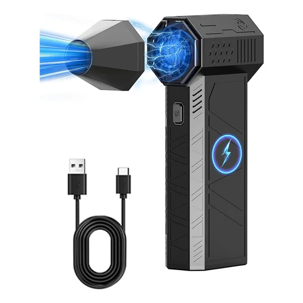Işıklı Mini Turbo Jet Fan 130000rpm Kablosuz Toz Ve Hava Üfleyici - PC Klavye, Araba Temizleme Aracı - Siyah - Görsel 6