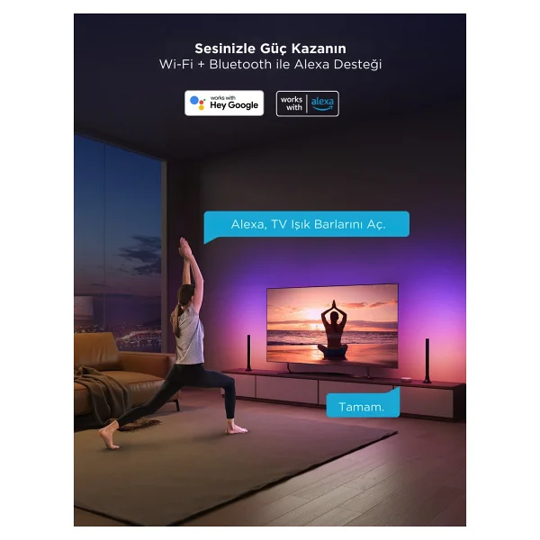 Govee Rgbıc H6046311 Flow Plus Dikey TV-Monitör Yanı Aydınlatma, Alexa, Google Asst. Wi-Fi BT 2'li - Görsel 3