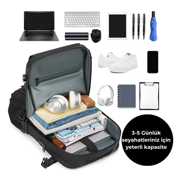 Ayakkabı Bölmeli Su Geçirmez Spor & Seyahat Sırt Çantası - 30l - 16" Laptop Bölmeli - Görsel 4