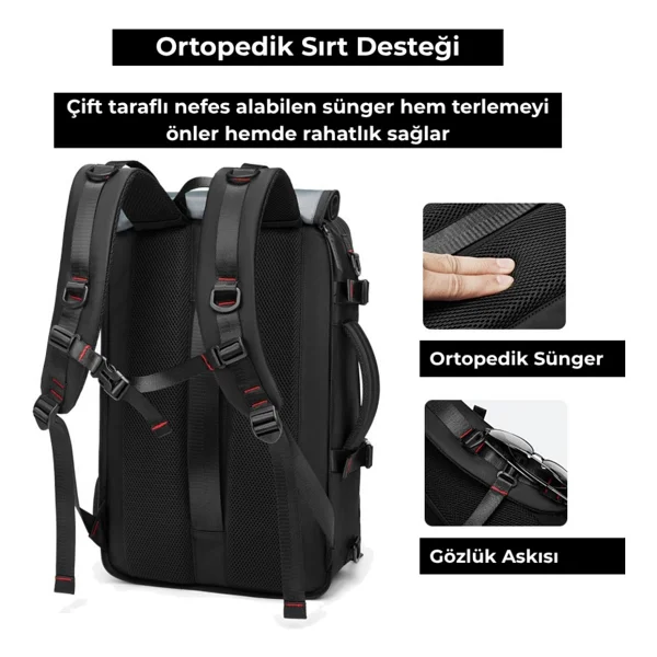 Ayakkabı Bölmeli Su Geçirmez Spor & Seyahat Sırt Çantası - 30l - 16" Laptop Bölmeli - Görsel 6
