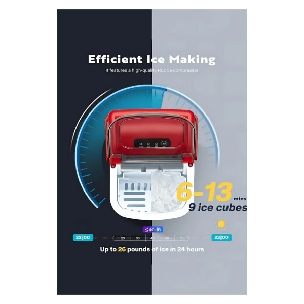 Vosco VHZB-12HK Kırmızı Eco Buz Makinesi - Görsel 9