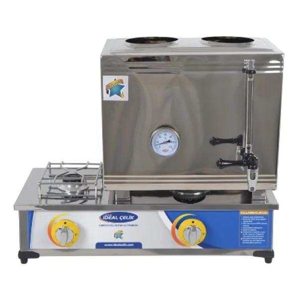 Ideal Çelik Gazlı Çay Ocağı 2 Demlikli 40'lık - Gri - Görsel 3
