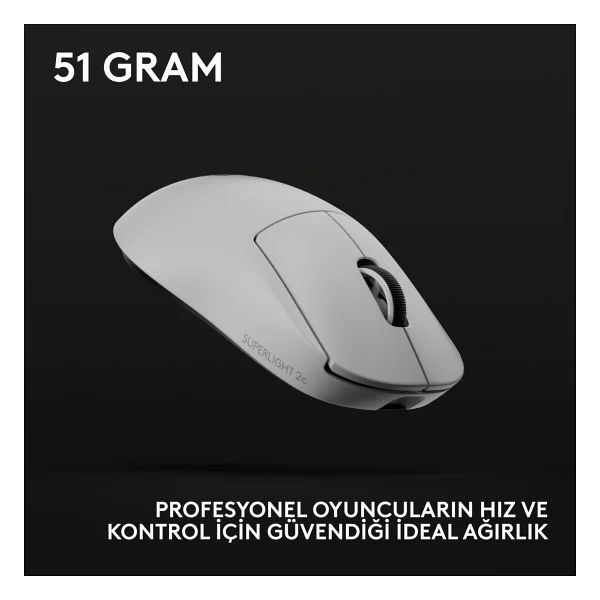Logitech G Pro X Superlight 2c 910-007539 Beyaz Lightspeed Hero Şarjlı Optik Kablosuz Oyuncu Mouse - Görsel 5