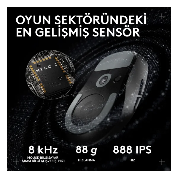 Logitech G Pro X Superlight 2c 910-007532 Siyah Lightspeed Hero Şarjlı Optik Kablosuz Oyuncu Mouse - Görsel 4