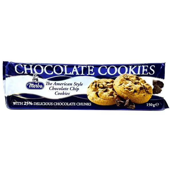 Merba Bitter Çikolata Parçacıklı Kurabiye (Chocalate Cookies) 150 Gram (1 Paket) - Görsel 2